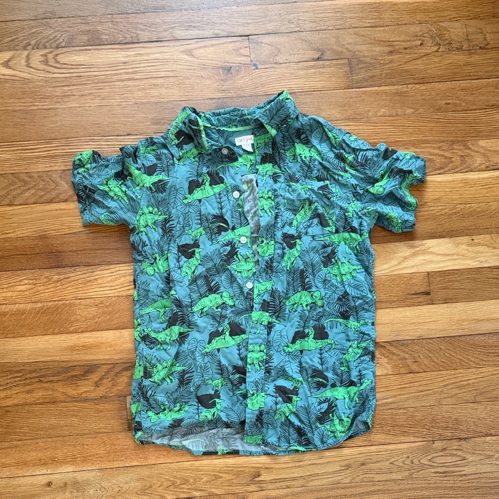 Cat & Jack Dinosaur Print Shirt - Green and Black
